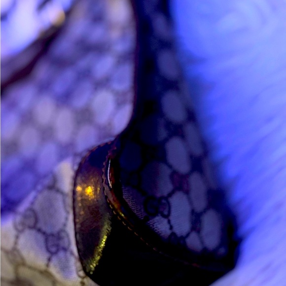 Authenticated Gucci Hand Bag Brown PVC with D rings! You can add a chain/strap - Picture 7 of 12